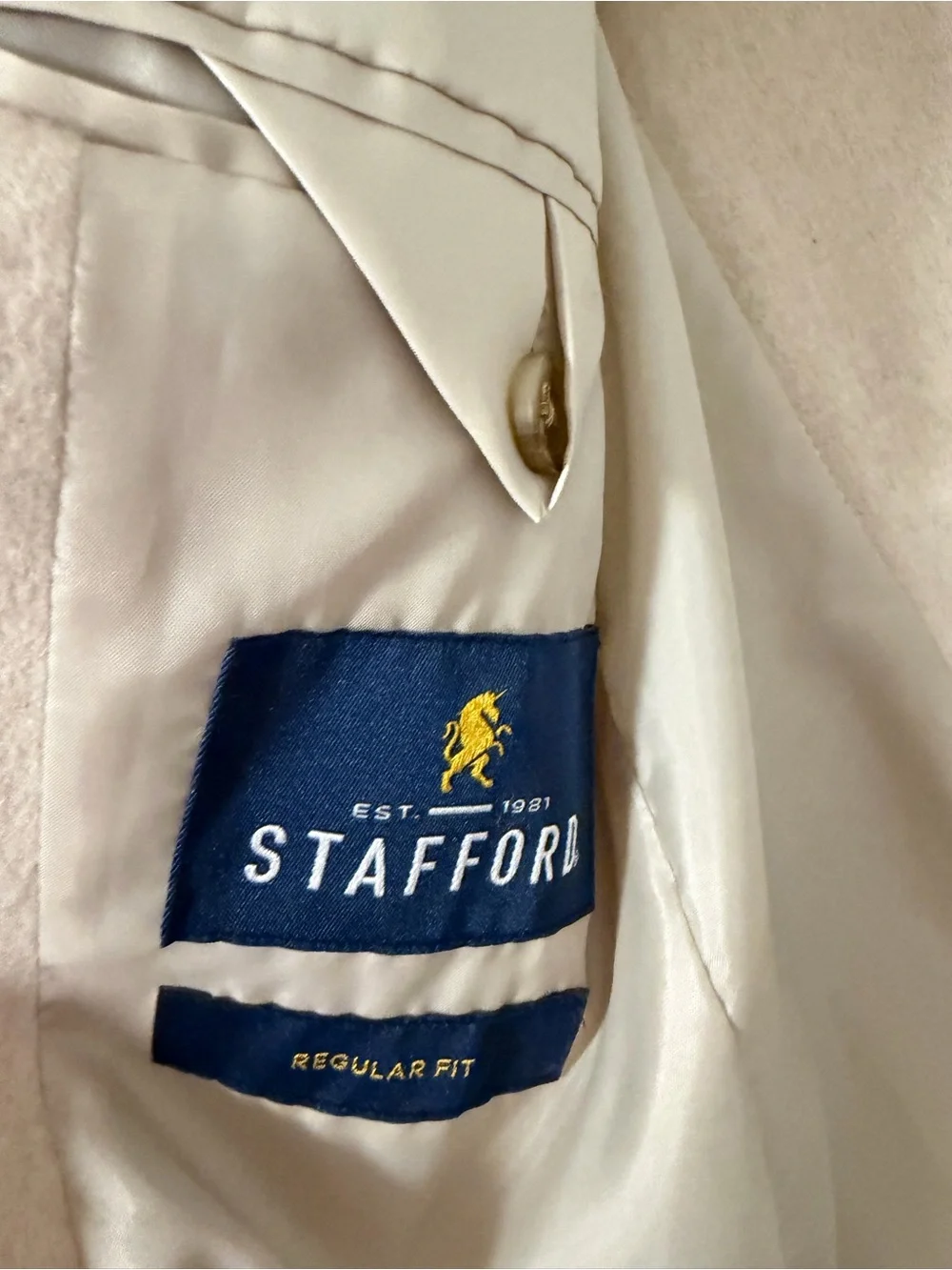 Stafford Regular Fit Taupe Blazer Jacket Medium Wool Blend Classic NWT